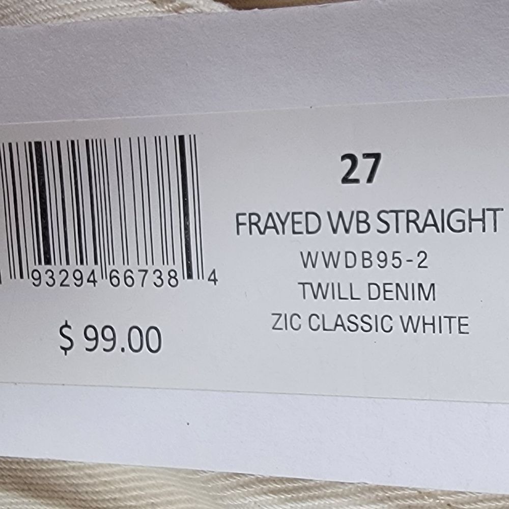NWT WeWoreWhat Women's Frayed WB Straight Sz 27 Twill Denim Classic White - Picture 4 of 12